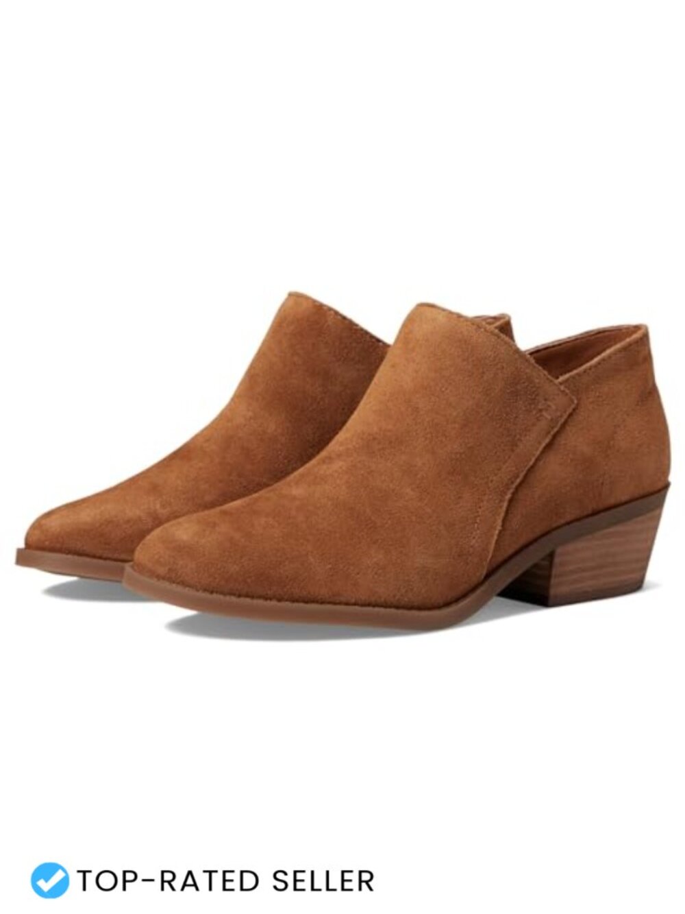 Suede Ankle Bootie with Nylon Zipper Closure and Almond Toe